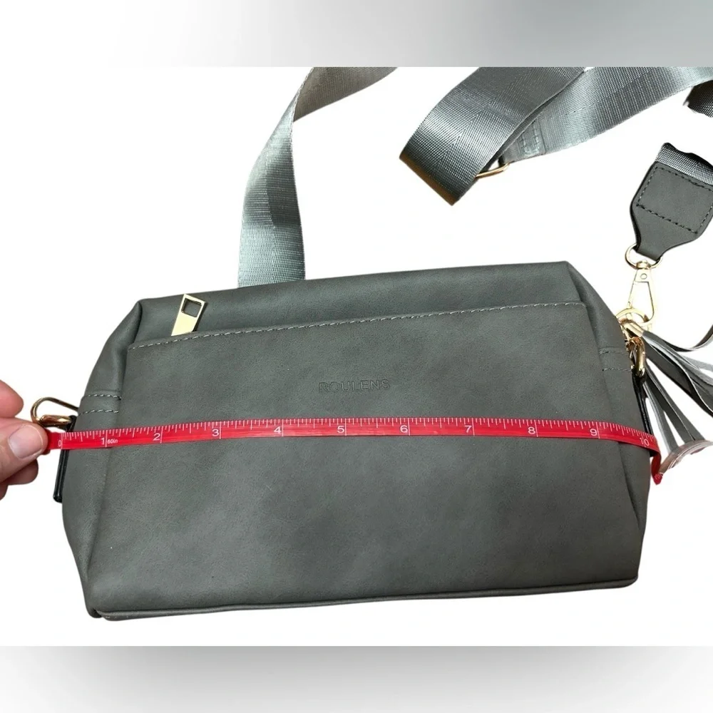 Roulens New Gray Triple Zip Small Crossbody Bag